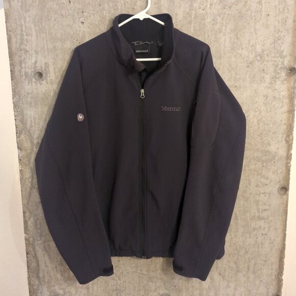 Marmot Mens XL Black Full Zip Soft Shell Nylon Jacket Coat Gorpcore Hiking - Picture 1 of 8